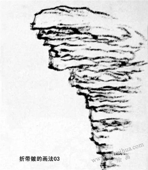 折帶皴的畫法  步驟三