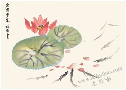 荷塘荷花的國(guó)畫(huà)畫(huà)法  步驟四