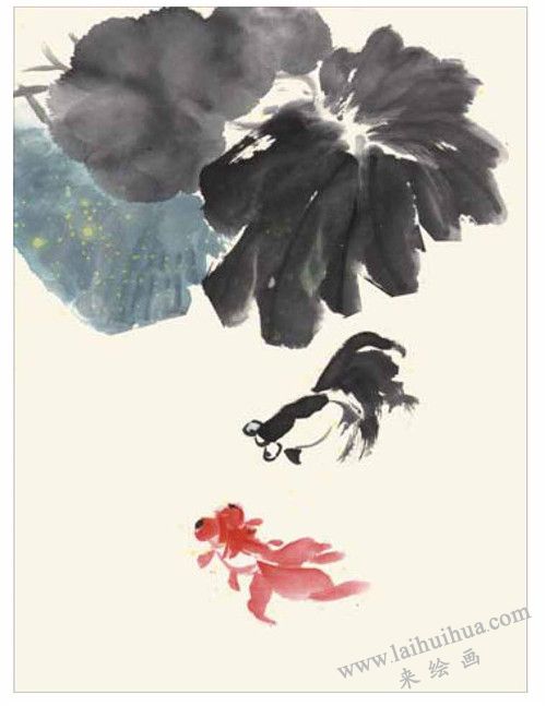 歡快的金魚的國(guó)畫畫法  步驟三