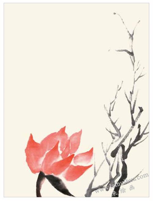荷花與蜻蜓的國(guó)畫(huà)畫(huà)法  步驟二