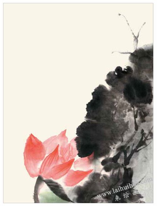 荷花與蜻蜓的國(guó)畫(huà)畫(huà)法  步驟三