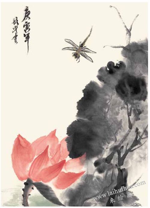 荷花與蜻蜓的國(guó)畫(huà)畫(huà)法  步驟四