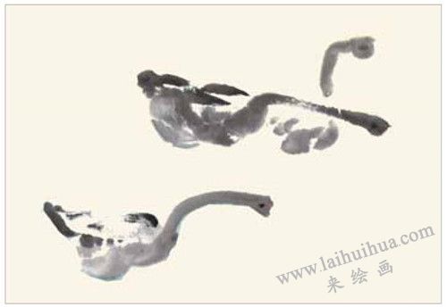 自在的天鵝國畫畫法 步驟一