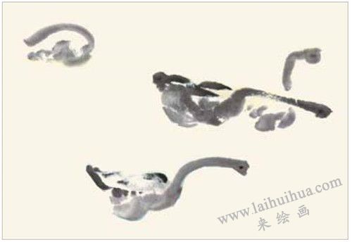 自在的天鵝國畫畫法 步驟二