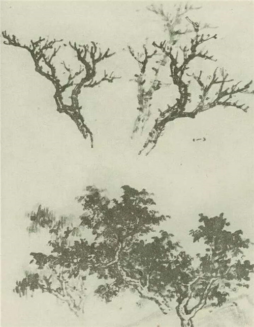 三顆樹的國畫畫法