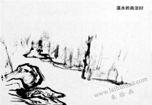 溪水的畫法步驟 二