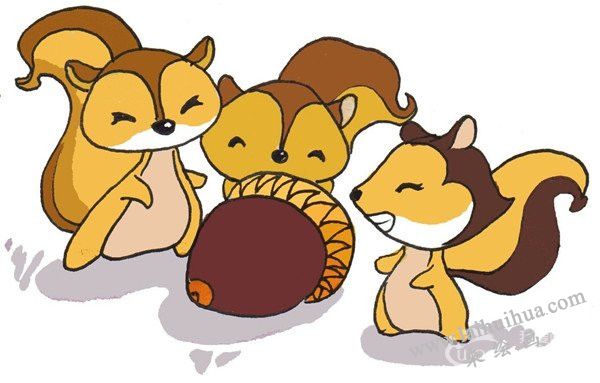 三只松鼠的卡通畫(huà)畫(huà)法