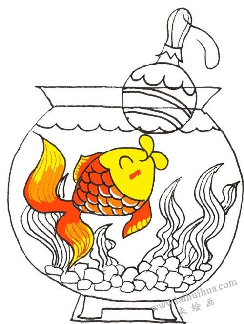 上色 金魚卡通畫