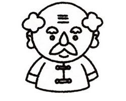 爺爺簡筆畫畫法步驟二