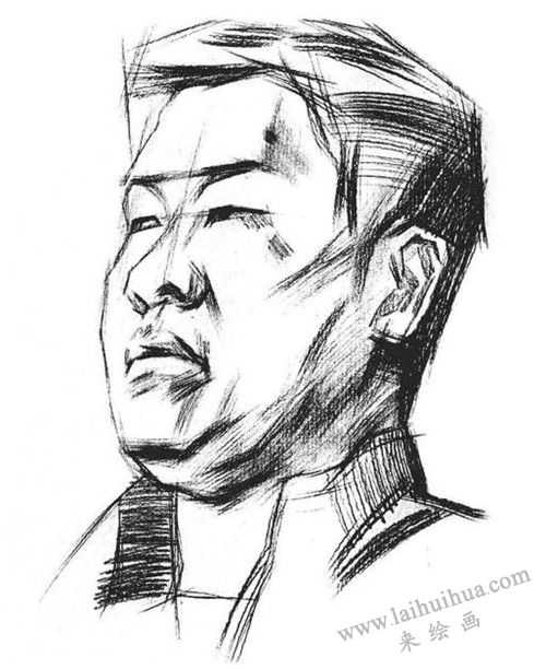 四分之三男青年肖像素描畫(huà)法步驟 三