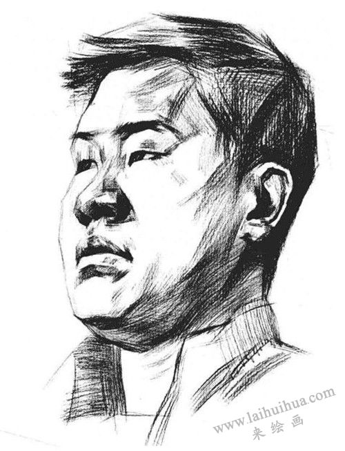 四分之三男青年肖像素描畫(huà)法步驟 五