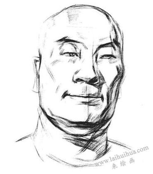 素描戴眼鏡的中年男子正面肖像畫法步驟 三