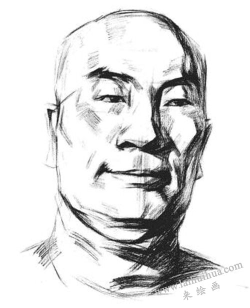 素描戴眼鏡的中年男子正面肖像畫法步驟 四
