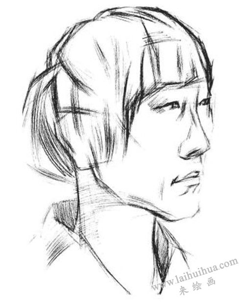 素描四分之三女青年肖像畫法步驟 二