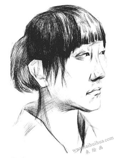 素描四分之三女青年肖像畫法步驟 四