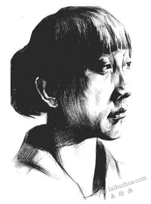 素描四分之三女青年肖像畫法步驟 八