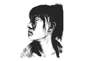素描二分之一側(cè)面順光女青年肖像