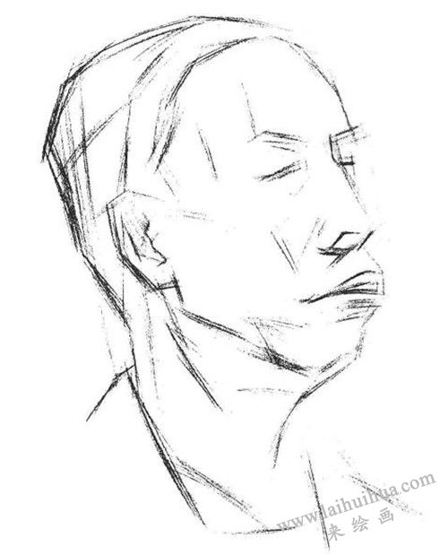 素描老年男子肖像  步驟一