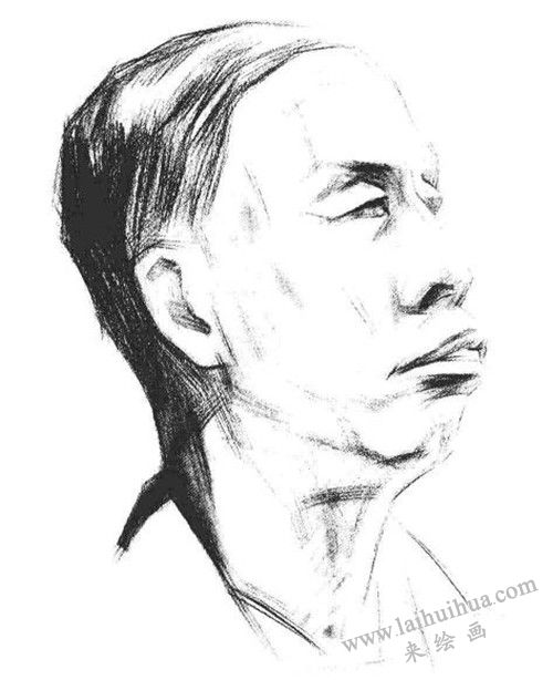 素描老年男子肖像  步驟二