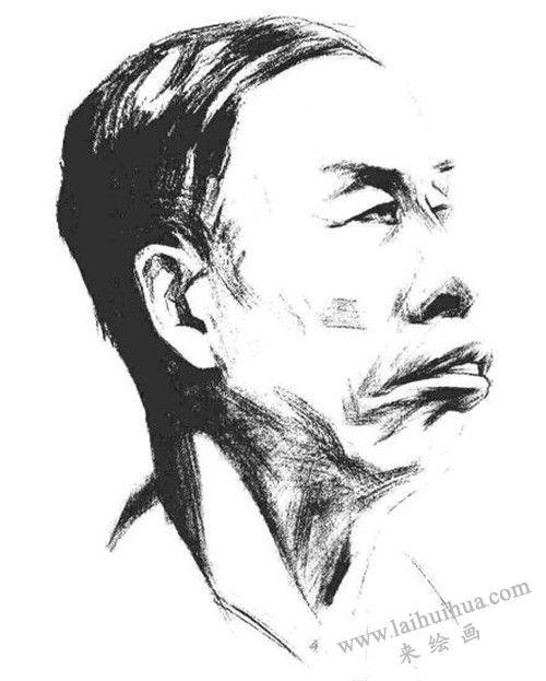 素描老年男子肖像 步驟三
