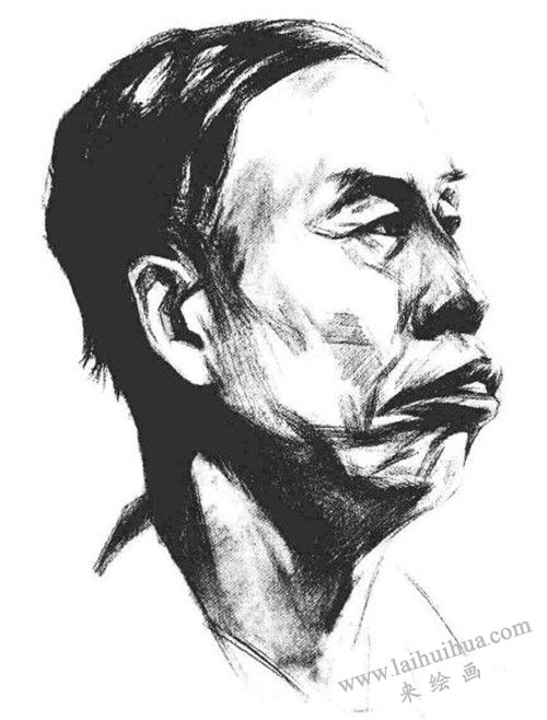 素描老年男子肖像  步驟四