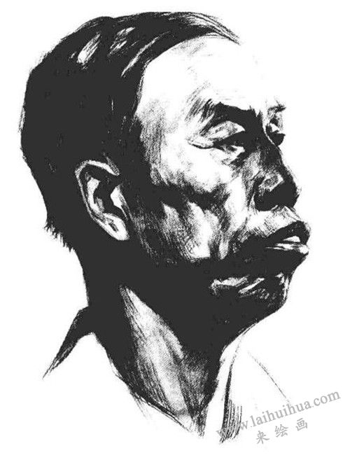 素描老年男子肖像  步驟七