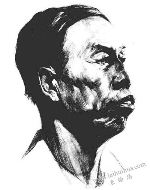 素描老年男子肖像  步驟八