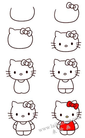 Hello Kitty簡筆畫畫法步驟