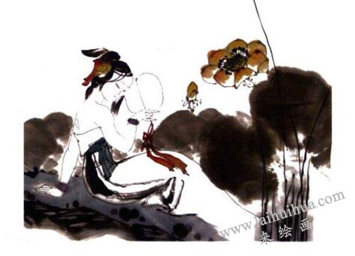 荷花、仕女國畫畫法步驟 03