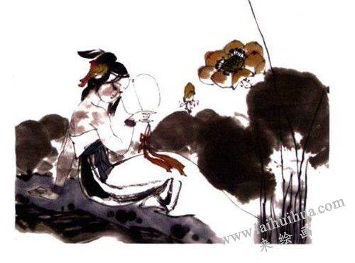 荷花、仕女國畫畫法步驟 04