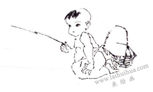《垂釣童子》國畫畫法步驟 一