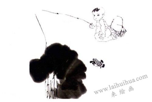 《垂釣童子》國畫畫法步驟 三