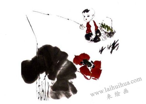 《垂釣童子》國畫畫法步驟 四