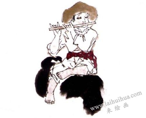《牧歸》國畫畫法步驟 三