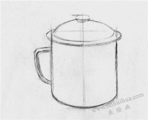 茶缸素描畫法步驟 二