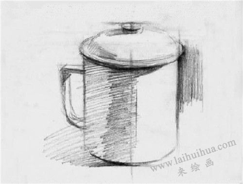 茶缸素描畫法步驟 三