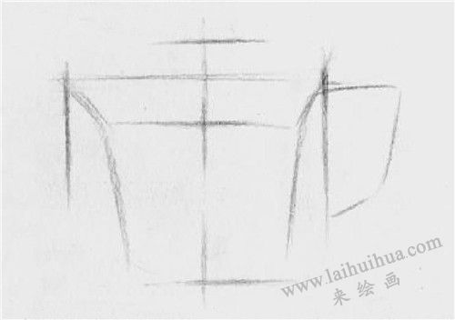白瓷帶花茶杯素描畫法步驟 一