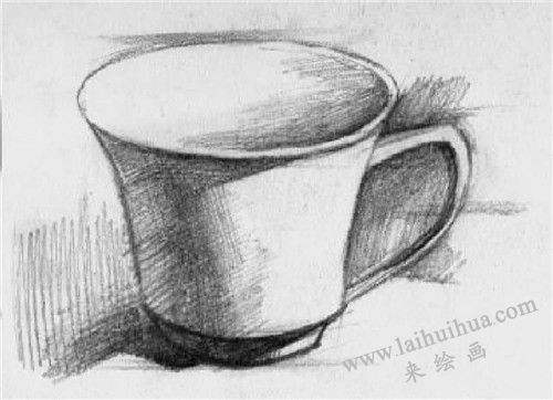白瓷帶花茶杯素描畫法步驟 四