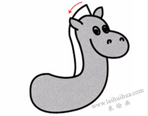  畫上馬鬃， 斑馬簡(jiǎn)筆畫畫法步驟三