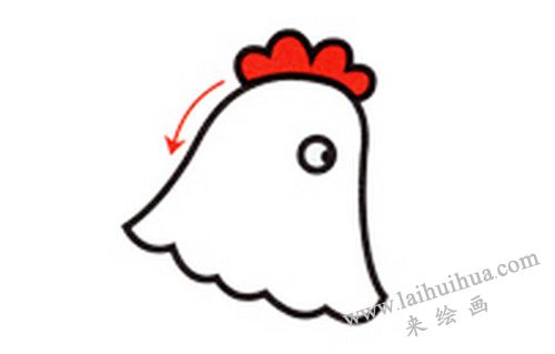雞脖子，母雞下蛋簡筆畫畫法步驟二