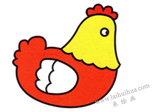 母雞的小翅膀，母雞下蛋簡筆畫畫法步驟四