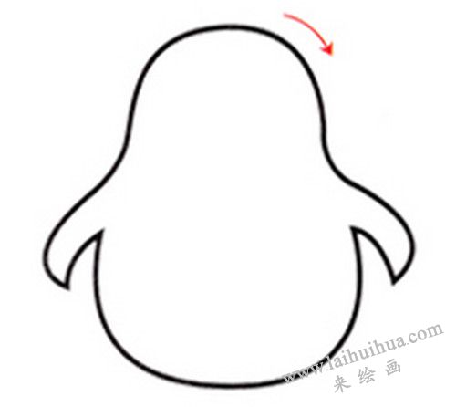小企鵝的身體，小企鵝簡(jiǎn)筆畫(huà)畫(huà)法步驟一