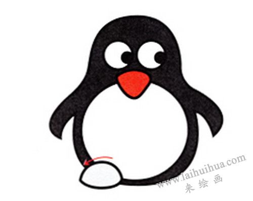 企鵝的腳，小企鵝簡(jiǎn)筆畫(huà)畫(huà)法步驟四