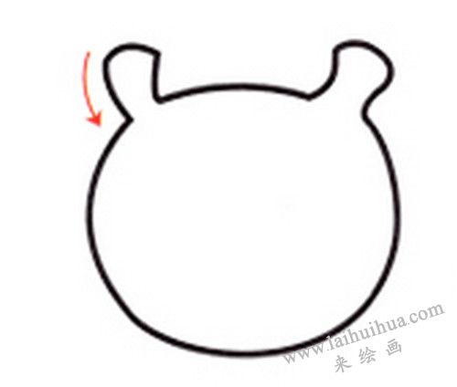 貓頭鷹的頭部和耳朵，貓頭鷹簡(jiǎn)筆畫(huà)畫(huà)法步驟一