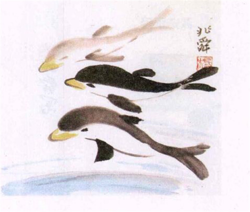 海豚水墨畫畫法