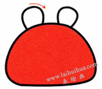耳朵，螃蟹簡筆畫畫法步驟二
