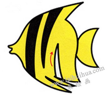 魚刺花紋畫法，熱帶魚簡筆畫畫法步驟四