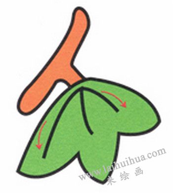 葡萄葉脈，葡萄簡(jiǎn)筆畫(huà)畫(huà)法步驟三