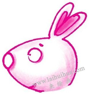 兔子簡(jiǎn)筆畫畫法步驟二：耳朵