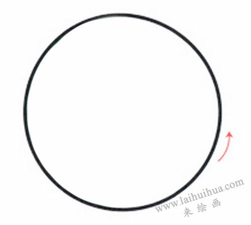 大西瓜簡筆畫畫法步驟一：畫圓